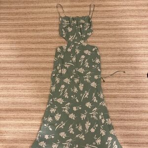 Here Comes The Sun Green Cut Out Tie Back Dress